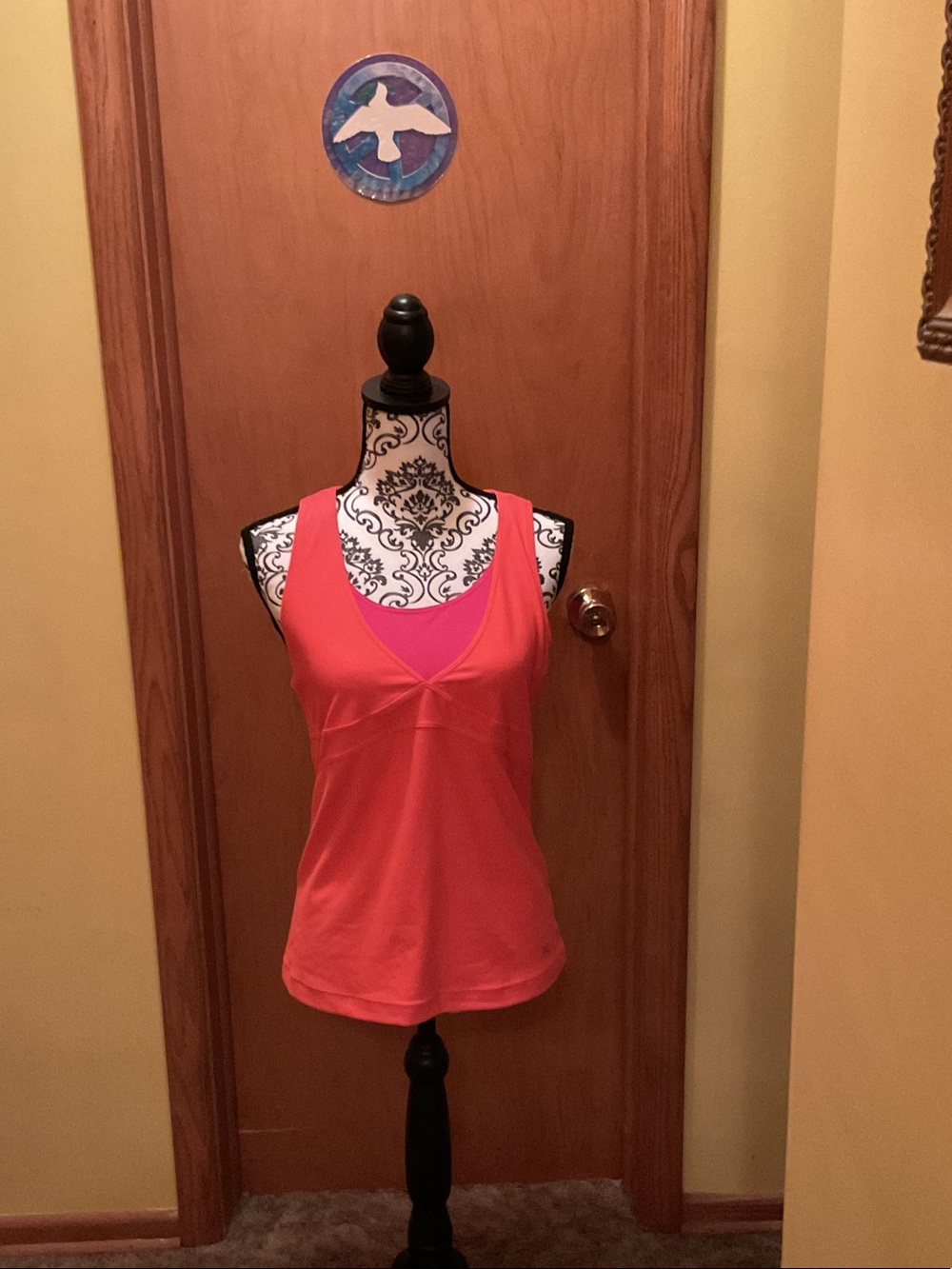 Xersion Coral Pink Racerback Tank with Built-in Shelf